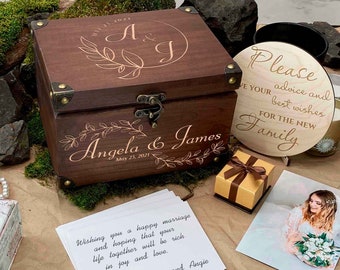 Wedding Alternative Guest Book, Lockable Card Box, Bachelorette Party Gift, Customized Gift Box, Birthday Box, Engraved Wooden Jewelry Box