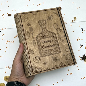 Personalized Wooden Recipe Book Binder Grandma Gift Mothers Gift From Daughter Chef Cookbook Personalized Gifts for Her 5th Anniversary