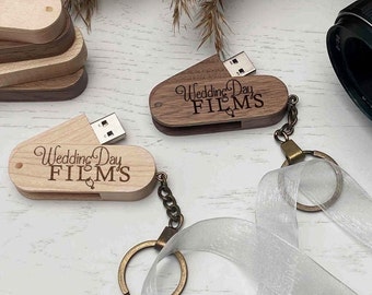Memoria USB de madera, unidad flash USB grabada con logotipo o texto Unidad flash USB de madera personalizada: 8, 16, 32, 64 y 128 Gb Diseño de texto libre