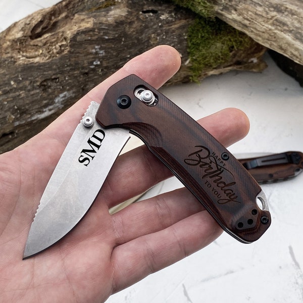 Handmade Pocket Knife Wood Handle Birthday Gift Folding Knife Groomsmen Gift Anniversary Wedding Personalized Gift for Men Groomsman Gift