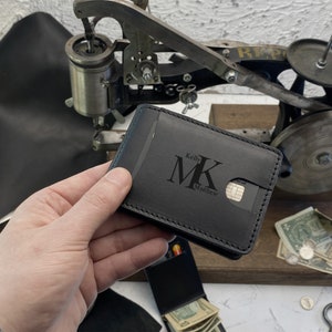 Carteira de couro masculina fina personalizada