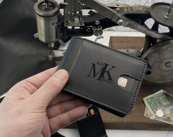 Cartera de cuero para hombre delgada personalizada