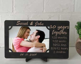 Personalized Birch Plywood Family Photo Frame, Engraved Wood Picture Frame