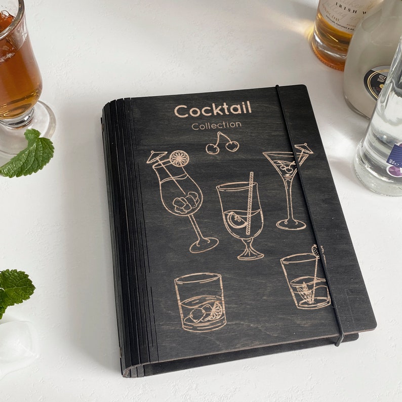 Livre de recettes de cocktails Barman Bar cadeau Livre de recettes Cadeau pour lui Carnet de recettes Vierge Carnet de recettes Bar Livre Père Livre de recettes cadeau Bar image 1