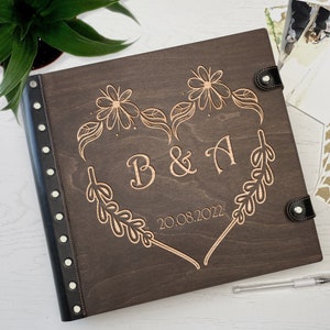 Wedding Photo Album, Wreath Photo Album, Wood Photo Album, Rustic Photo Album, Custom Wedding Album, Wooden Photobook, Wedding Gift Ideas