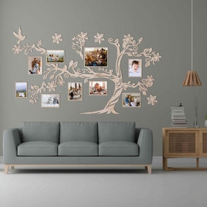 Rustic Wooden Family Tree Wall Décor: Preserve Your Family&#39;s Legacy with Photo Frames