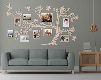 Rustic Wooden Family Tree Wall Décor: Preserve Your Family's Legacy with Photo Frames