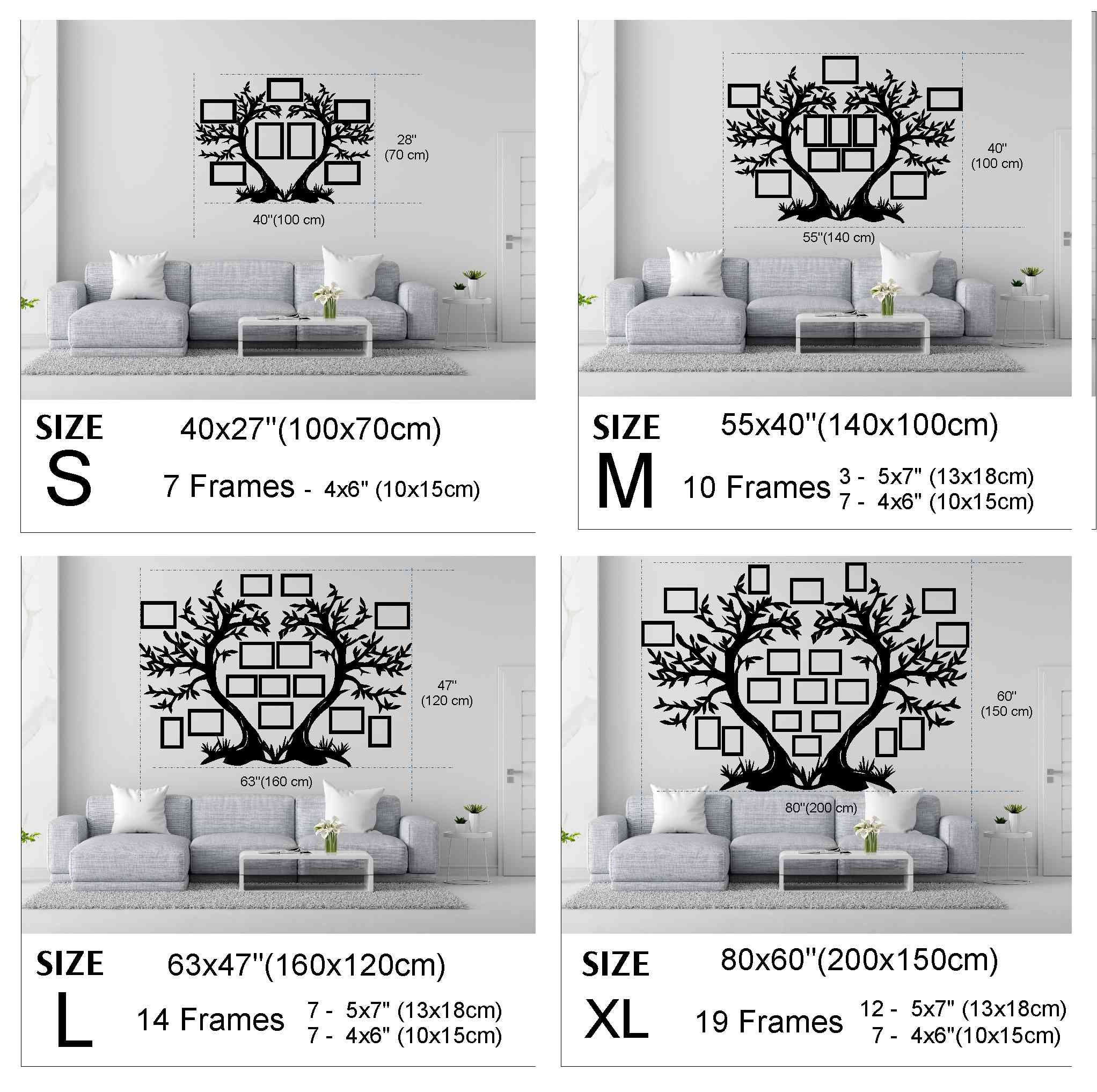 Photo Tree Frame Wooden Family Tree With Photo Frames, Family Tree Art, Large Tree of ...
