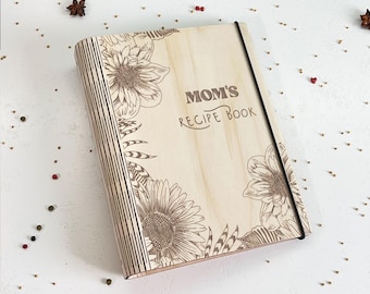 Recipe Binder | Personalized Wooden Recipe Book | Custom Cookbook | Mother’s Day Gift | 5th Anniversary Gift