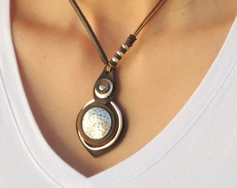 lederen sieraden, leren ketting voor vrouwen, boho ketting, unieke geschenken, verstelbare ketting, schattige geschenken, koord ketting, cadeaus voor vrouwen