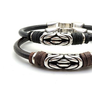 leather cord bracelet, male cuff bracelet, men leather bracelet, unique gifts for men, mens jewelry