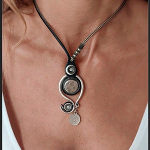 Kragen Cuero Negro verstellbar, Boho Kragen, Kragen Mujer