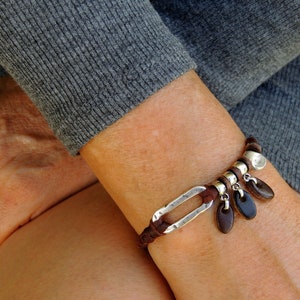 pulsera de cuero para mujer, estilo  boho, pulsera trenzada mujer, regalo hecho a mano