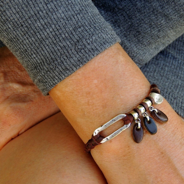 boho bracelets for women, handmade leather jewelry, cute charm bracelet, womens gifts