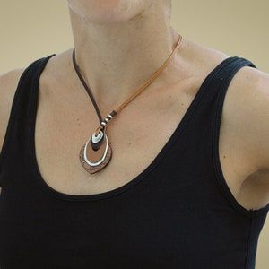 boho leather necklace, leather jewelry , pendant necklace for women,  leather gift for her