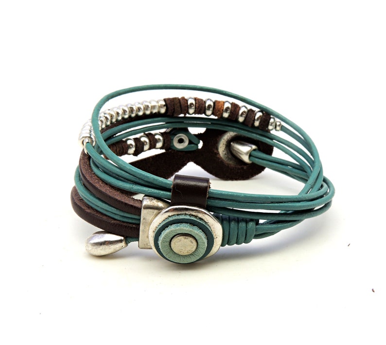 womens leather wrap bracelet, bohemian jewelry, bead bracelet women, summer jewelry image 4