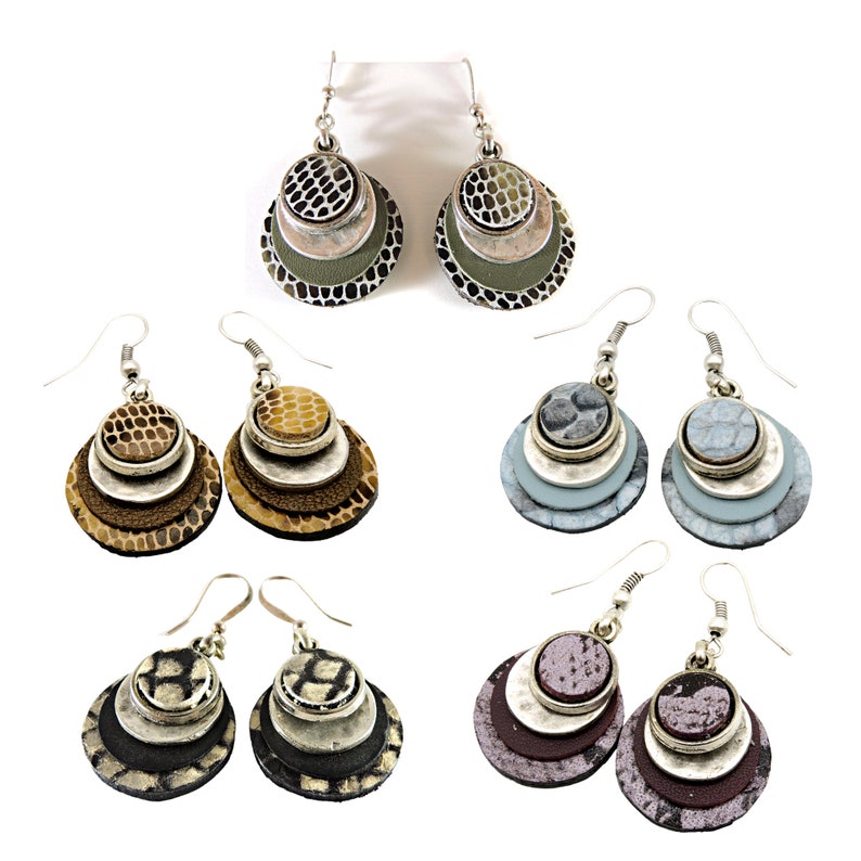 leather jewelry mothers day gift round disc earrings everyday earrings