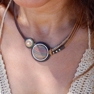 leather choker necklace, boho jewelry for women, best gifts for her, statement necklace