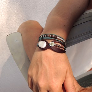 womens leather wrap bracelet, bohemian jewelry, bead bracelet women, summer jewelry image 5