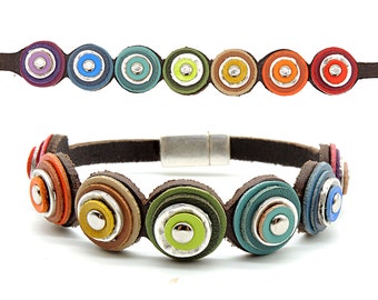 rainbow bracelet, pride bracelet, rainbow leather cuff,  aesthetic jewelery