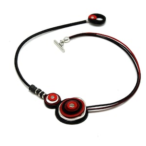 leather choker necklace for women, black and red choker,  aesthetic jewelry