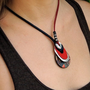 leather cord necklace , leather jewelry , pendant necklace for women