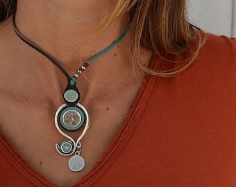 boho necklace for women, turquoise choker, hippie gifts