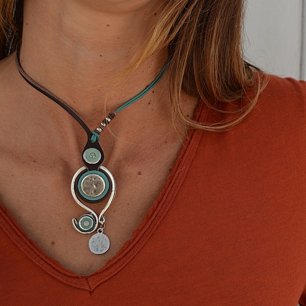 boho ketting voor dames, turquoise choker, hippiegeschenken