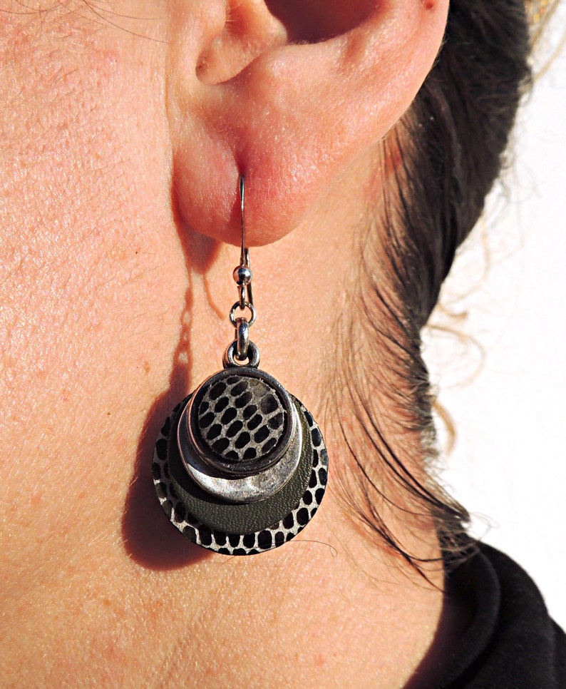 leather jewelry mothers day gift round disc earrings everyday earrings