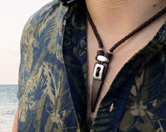 mens necklace leather , mens leather jewelry, unique gifts for men