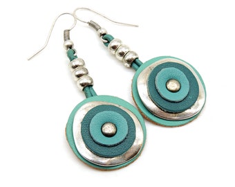 turquoise earrings, unique dangly earrings, long dangle earrings women