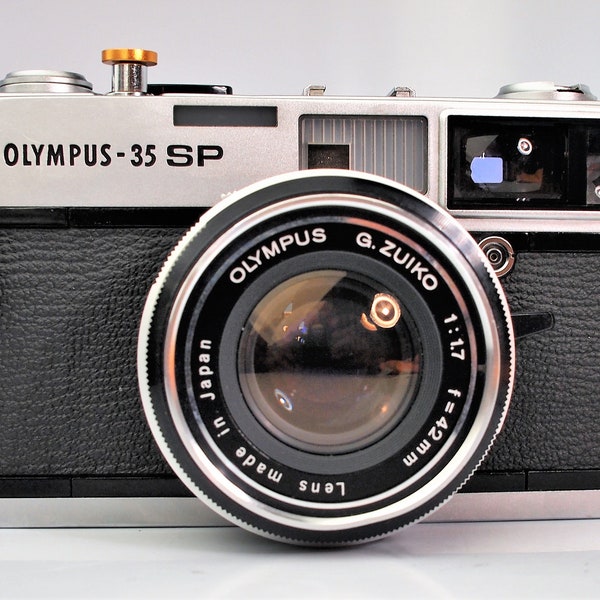 Near Mint Serviced Olympus 35 SP 35mm Rangefinder Film Camera G.Zuiko 42mm f1.7 lens + Pro Neck Strap + Lens Cap + Gold Shutter Button