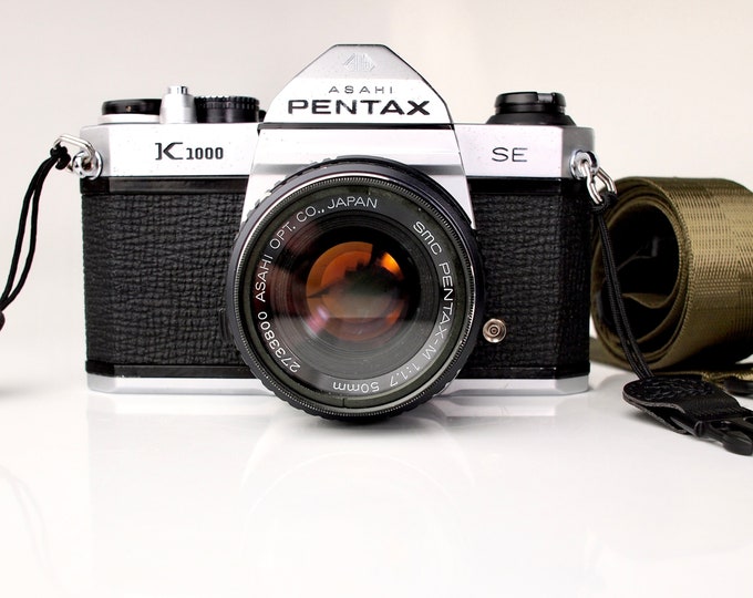 Serviced Pentax K1000 35mm SLR Film Camera Pentaxa 50mm F2 Fast Prime