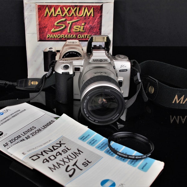 Mint Minolta Maxxum ST si 35mm Camera with Minolta 28-80mm f3.5-5.6  Lens + Neck strap+ Box+ Instructions FILM TESTED