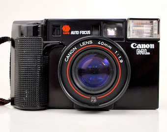 Serviced Canon AF35ML Super Sure Shot Point Shoot 35mm Film Camera Fast 40mm f1.9 Lens Autoboy + Canon Neck Strap + Batteries - Film Tested