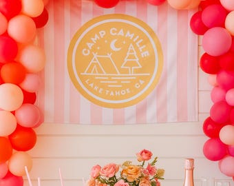 Custom Camp Bachelorette Banner, Personalized Bride Party Backdrop for Girls Weekend