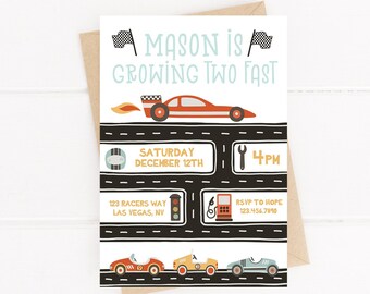 Two Fast Invitation Digital - Two Fast Birthday Invitation - Race Car Birthday Invitation