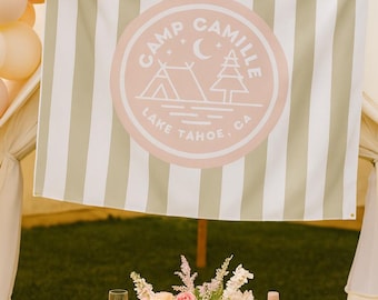 Custom Camp Bachelorette Banner, Personalized Bride Party Backdrop for Girls Weekend