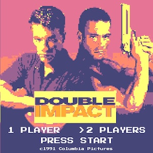 Jean-Claude Van Damme in Double Impact. A retro 8bit tribute print