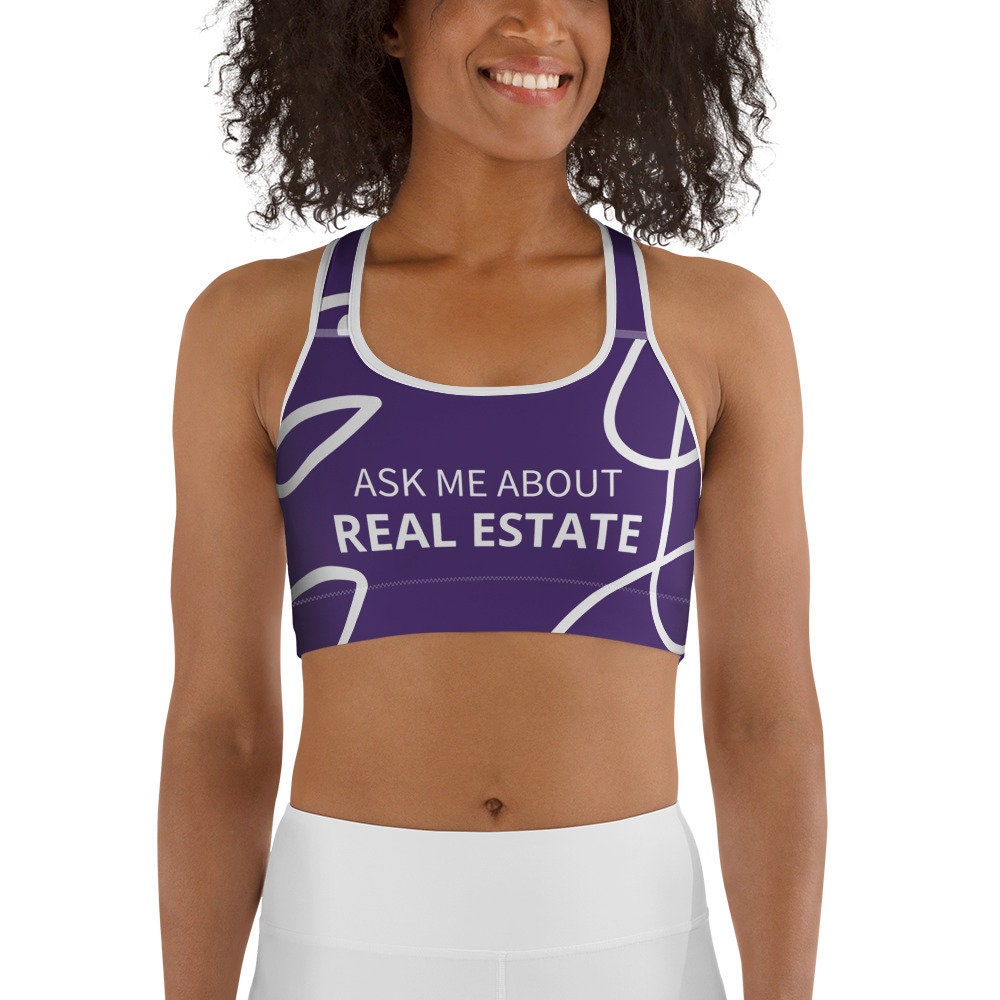 Ask Me About Real Estate Purple Sports Bra Etsy