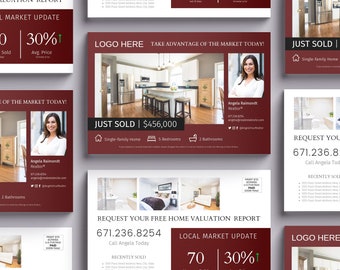 Real Estate Postcard Just Sold Canva Design - Maroon + Black