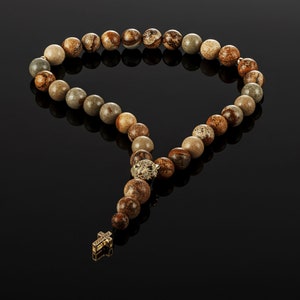 Orthodox prayer rope 33 beads from jasper gemstone, orthodox Christian bracelet, orthodox birthday jewelry, brown men&#39;s rosary