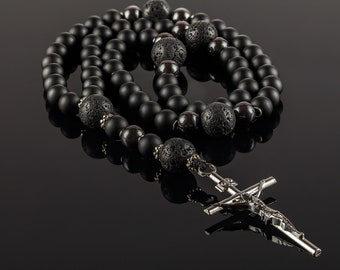 Men's Genuine Shungite Rosary, Catholic Rosaries, Prayer Necklace, dad from daughter gift idea