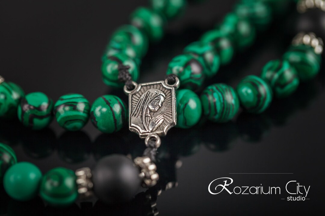 Malachite Rosary, Catholic Prayer Rope Adult Baptism Gift, Baptism Gift ...