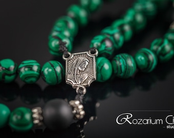 Malachite rosary, catholic prayer rope adult baptism gift, baptism gift boy, men rosary necklace, first communion gift, christening gift boy