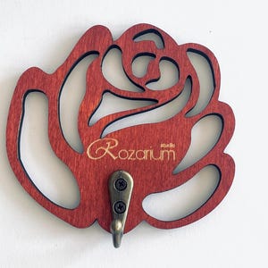 Wooden Rosary Hook with Personalized Engraving, Wall Mounted Prayer Beads Display
