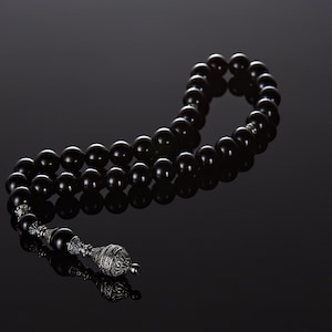 Orthodox prayer rope necklace 30 rosary beads, teen baptism gift, Christian jewelry, black onyx rosary bracelet, orthodox baptism gift boy