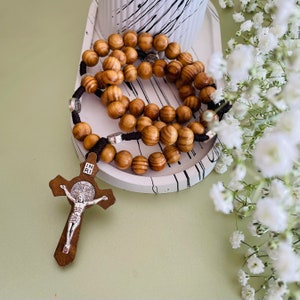 Logos Catholic with Olive Wood Rosary, Handmade Rosary St. Benedict Medal, Crucifix Catholic Rosary, Gift Saint Benedict Gift for Catholic