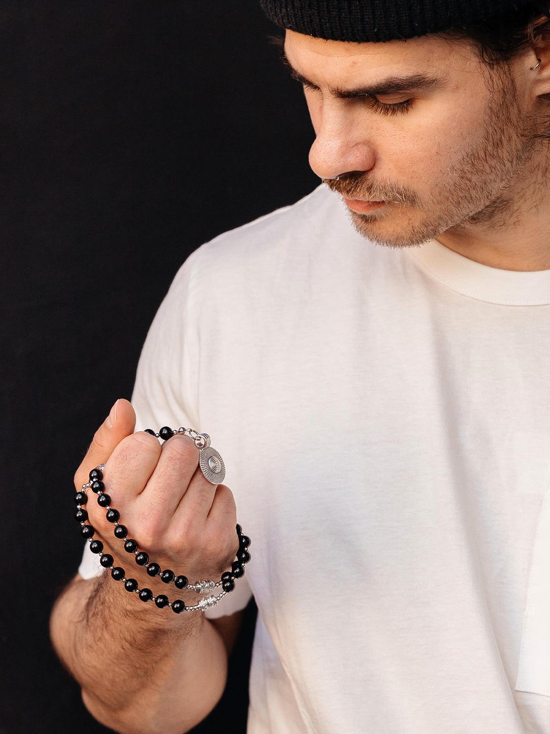 Catholic Prayer Rope From Onyx Prayer Beads, Black Boy's Rosary ...