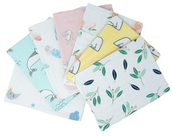 Tiny Alpaca | Bamboo Muslin Squares | Pack of 7 | Baby Burp Cloths | 60X60CM | Super Soft Bamboo Cotton | Baby Shower Gift